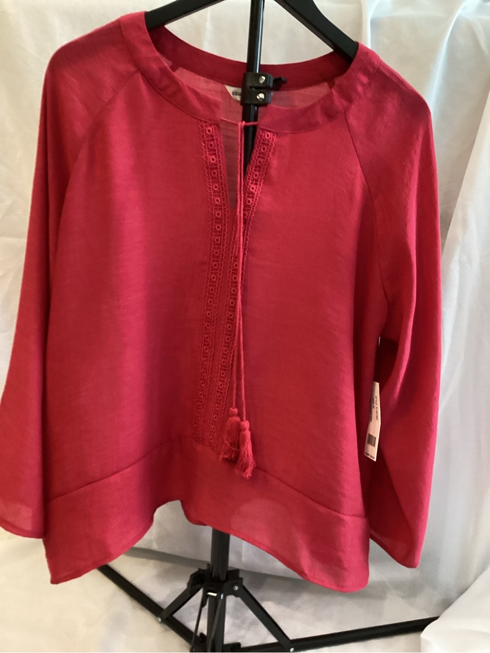 Counterparts Fuchsia Tassel Tie Peasant Tunic
